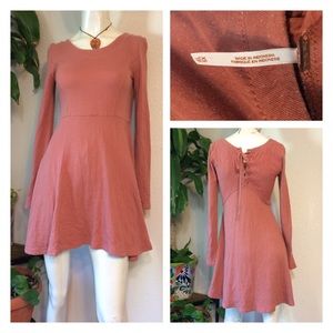 Free People Blush Jersey Knit Long Sleeve Dress